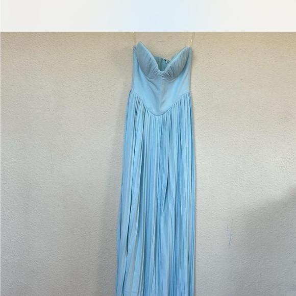 strapless open back dress Green Pleated Sleeveless Floor-Length Prom Dress – Little Lala Boutique